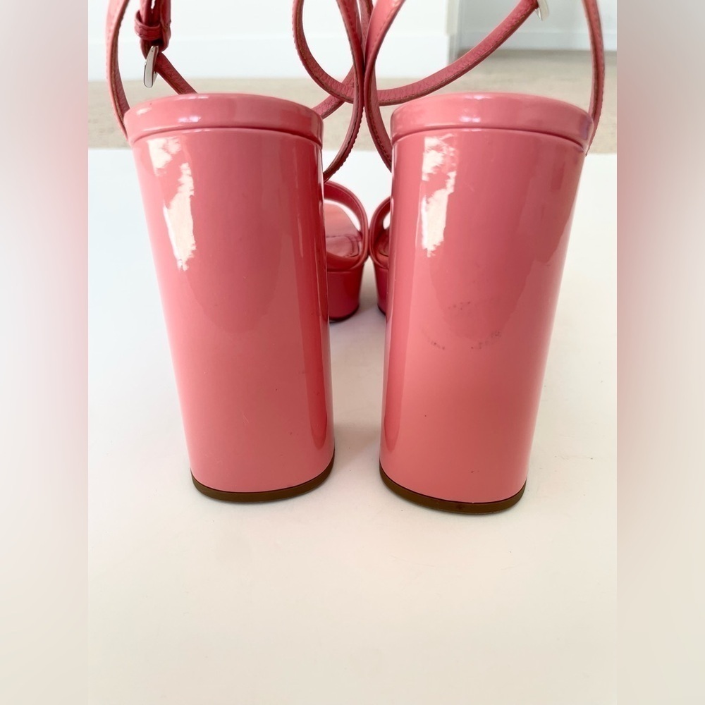 Prada petal pink patent leather block heel platform sandals EU 39 - Picture 6 of 13
